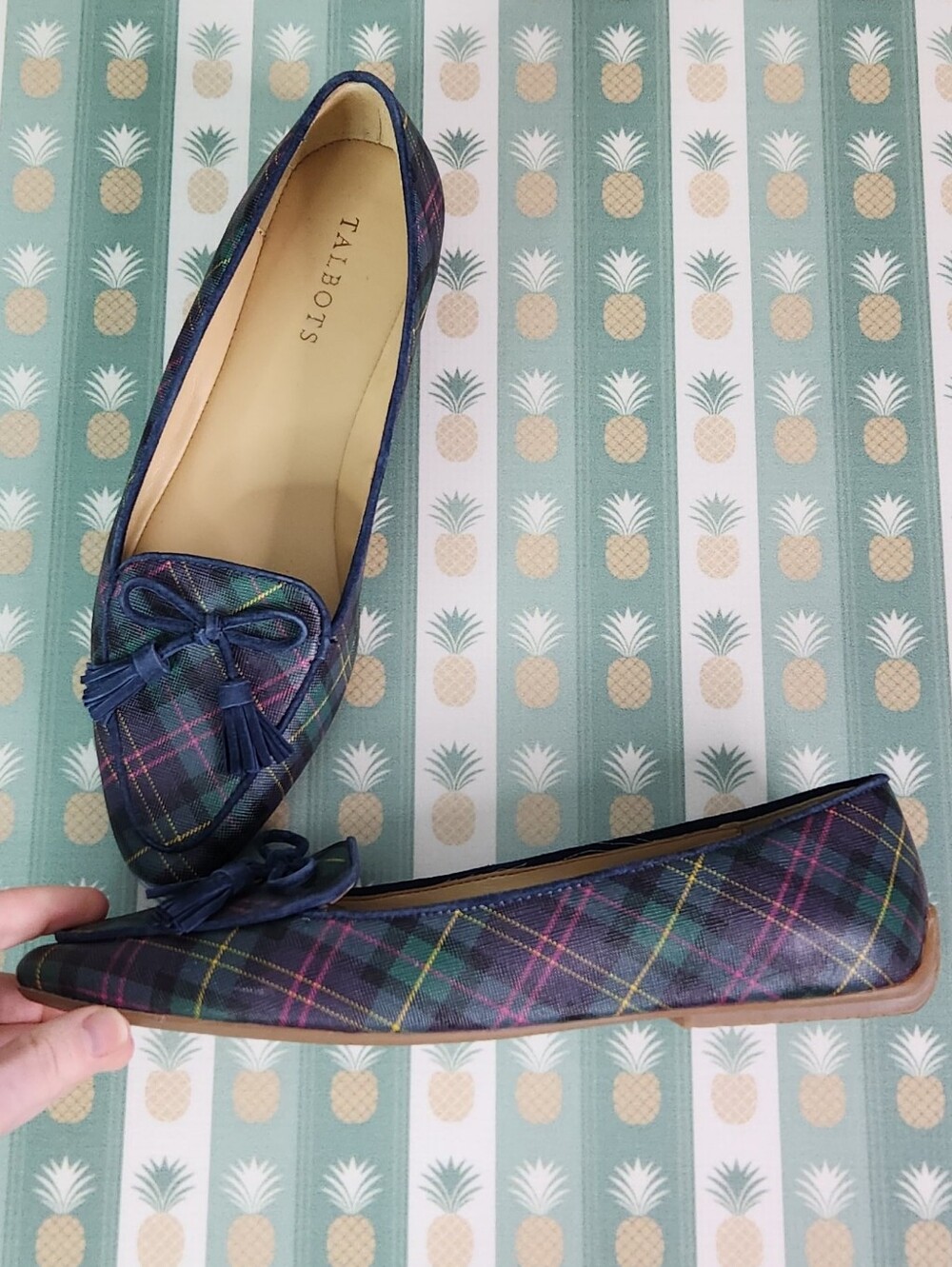 Talbots Tartan Plaid Francesca Pointed Toe Tassel Driving Moccasin - Picture 6 of 11